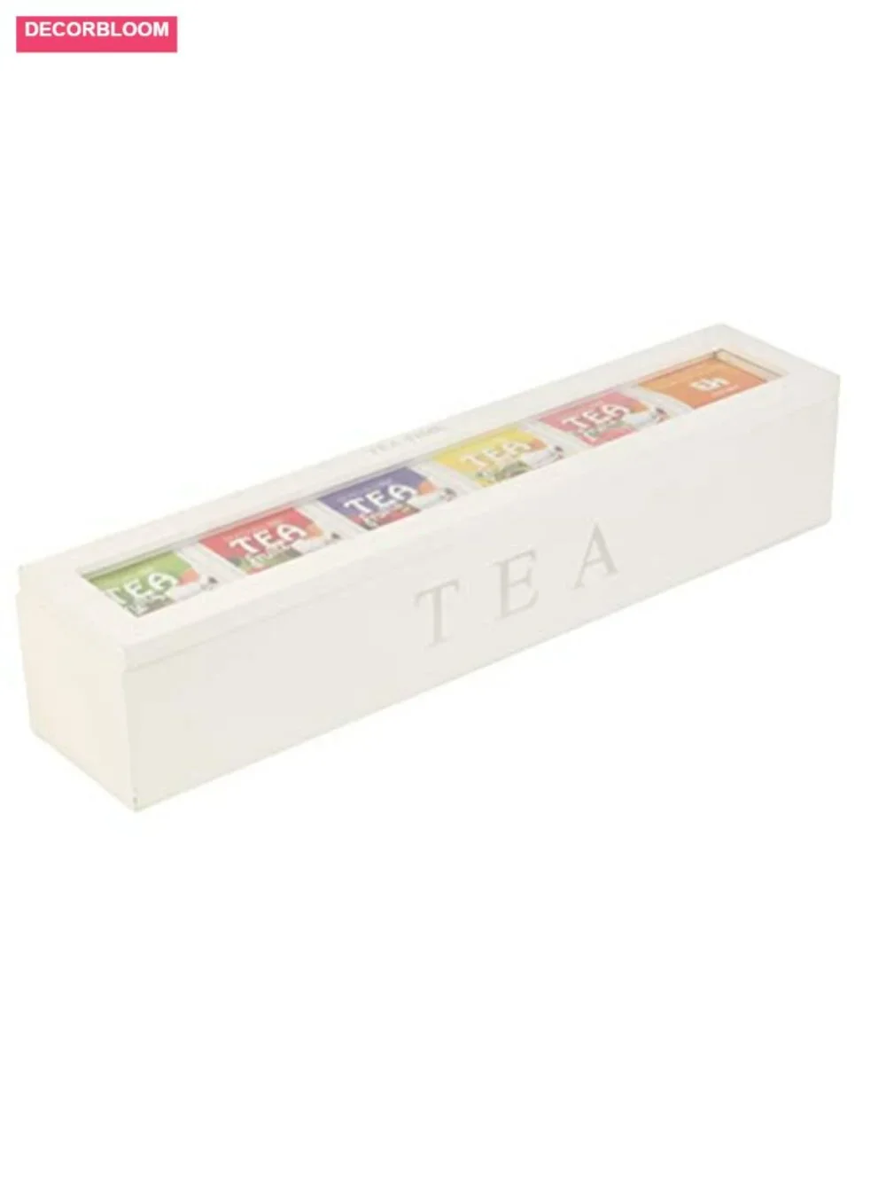 Wooden Tea Storage Box with Slots - Multi-Purpose Organizer for Bags